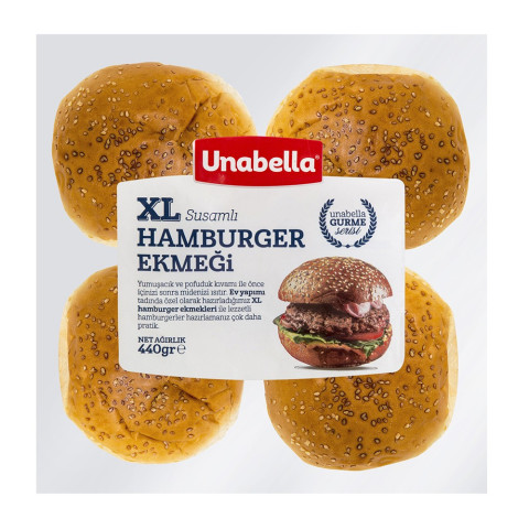 Unabella Xl Hamburger Ekmeği 4'lü 440 G